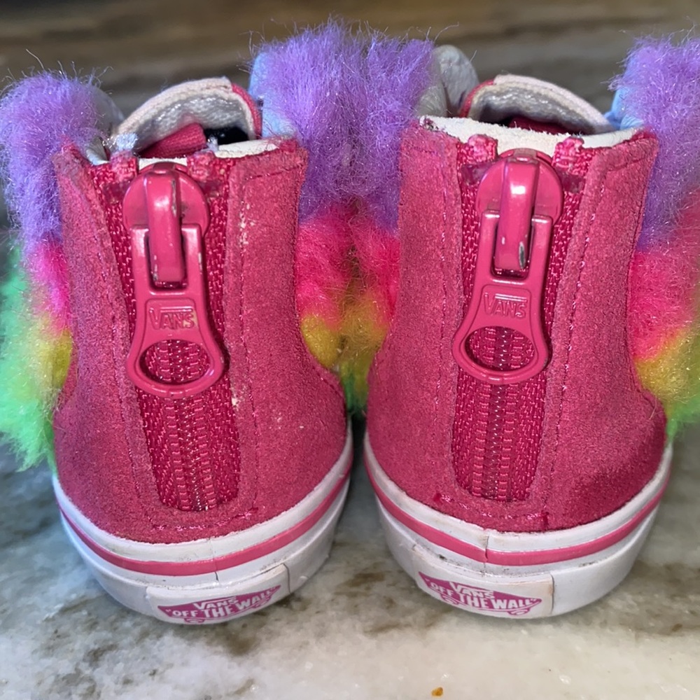 Toddler Vans pink high top with neon fur - Picture 3 of 4